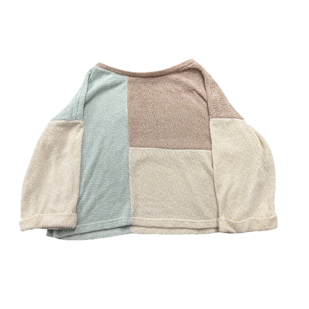 Blu‎ Pepper Sweater Womens Medium Beige Colorblock Chenille Cozy Warm Winter